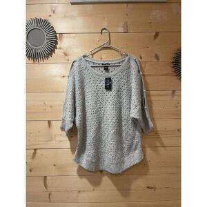 Lauren Michelle Womens Sweater Size L Large 3/4 Sleeve Top Grey Knit NWT